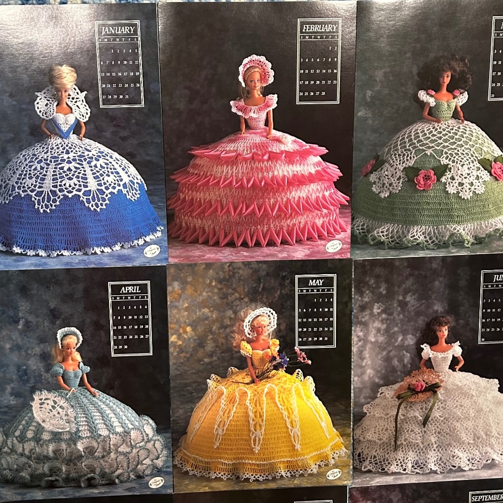1991 Annie's Calendar Bed Doll Collector Pattern Complete Crochet  Bonus Bridal!